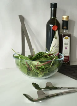 Leaf salad servers, Polished Steel