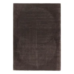 Levels wool rug circles brown, 200x300 cm