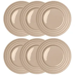 Lines plate Ø27 cm 6-pack, beige