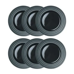 Lines small plate Ø21 cm 6-pack, dark grey