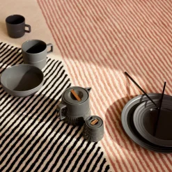 Lines small plate Ø21 cm 6-pack, dark grey