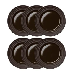 Lines small plate Ø21 cm 6-pack, brown