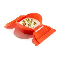 Lékué deep steamer micro 1–2 servings., Red