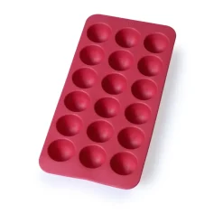Lékué round ice cube mold silicone with lid, Red