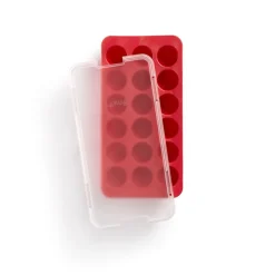 Lékué round ice cube mold silicone with lid, Red