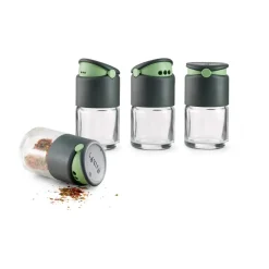Lékué spice container with dosing lid 4-pack, Grey