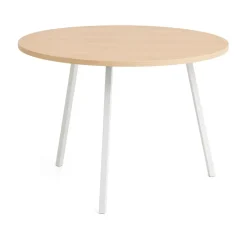 Loop Stand dining table Ø105 cm, White-clear lacq. oak