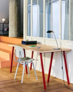 Loop Stand dining table 77,5x160 cm, Maroon red-clear lacq. oak