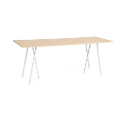 Loop Stand incl. support bar table 92,5x250 cm, White-clear lacq. oak