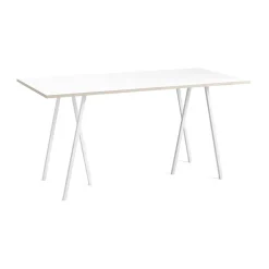 Loop Stand incl. support bar table 92,5x200 cm, White-white laminate-plywood