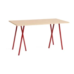 Loop Stand incl. support bar table 87,5x180 cm, Maroon red-clear lacq. oak