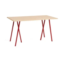 Loop Stand incl. support dining table 87,5x180 cm, Maroon red-clear lacq. oak