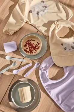 Lun Lun panda bib 2 pieces, Vanilla-lavender