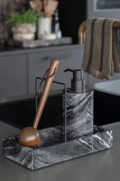 Marble sink organiser 12x23.5 cm, Black-grey