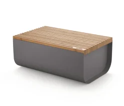 Mattina bread bin 34 cm, Dark grey-bamboo