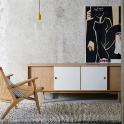 Moodi 180 side table, White/oak, oak structure