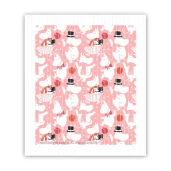 Moomin celebration dishcloth 17x14.5 cm, White-pink