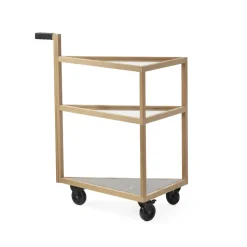 Move serving trolley, White oiled oak, big, marble marquina, glass