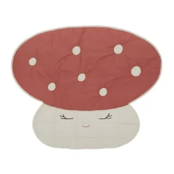 Mushroom quilted blanket, Offwhite-red