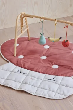 Mushroom quilted blanket, Offwhite-red