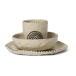 Naive children's dinnerware set 3 pieces, Red brown