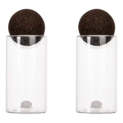 Nature salt- and pepper set with cork stopper 2-pack, Clear-dark brown
