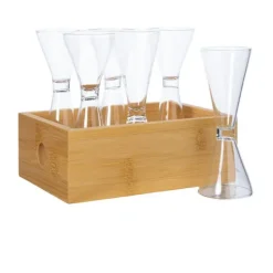 Nature shot glasses in bamboo box 6-pack 4 cl, Bamboo Clear
