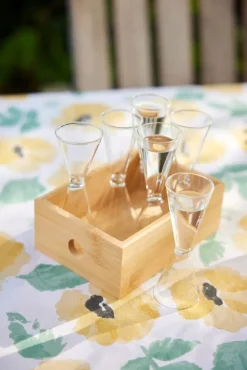 Nature shot glasses in bamboo box 6-pack 4 cl, Bamboo Clear