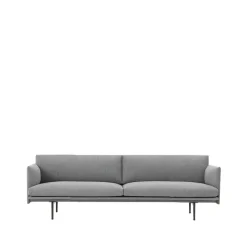 Outline sofa 3-seat fabric, Fabric fiord 151 grey. black leg