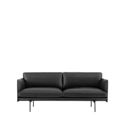 Outline sofa 2-seat, Refine leather black-Black
