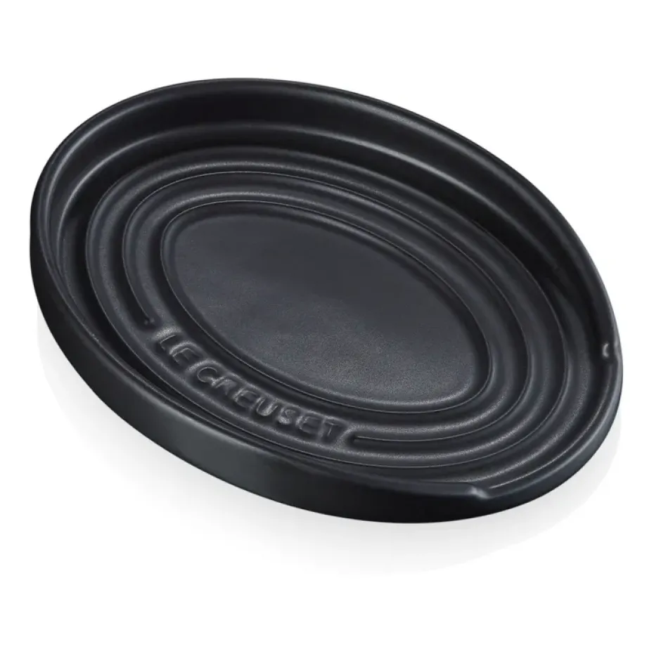 Oval holder for serving spoon, Matte black