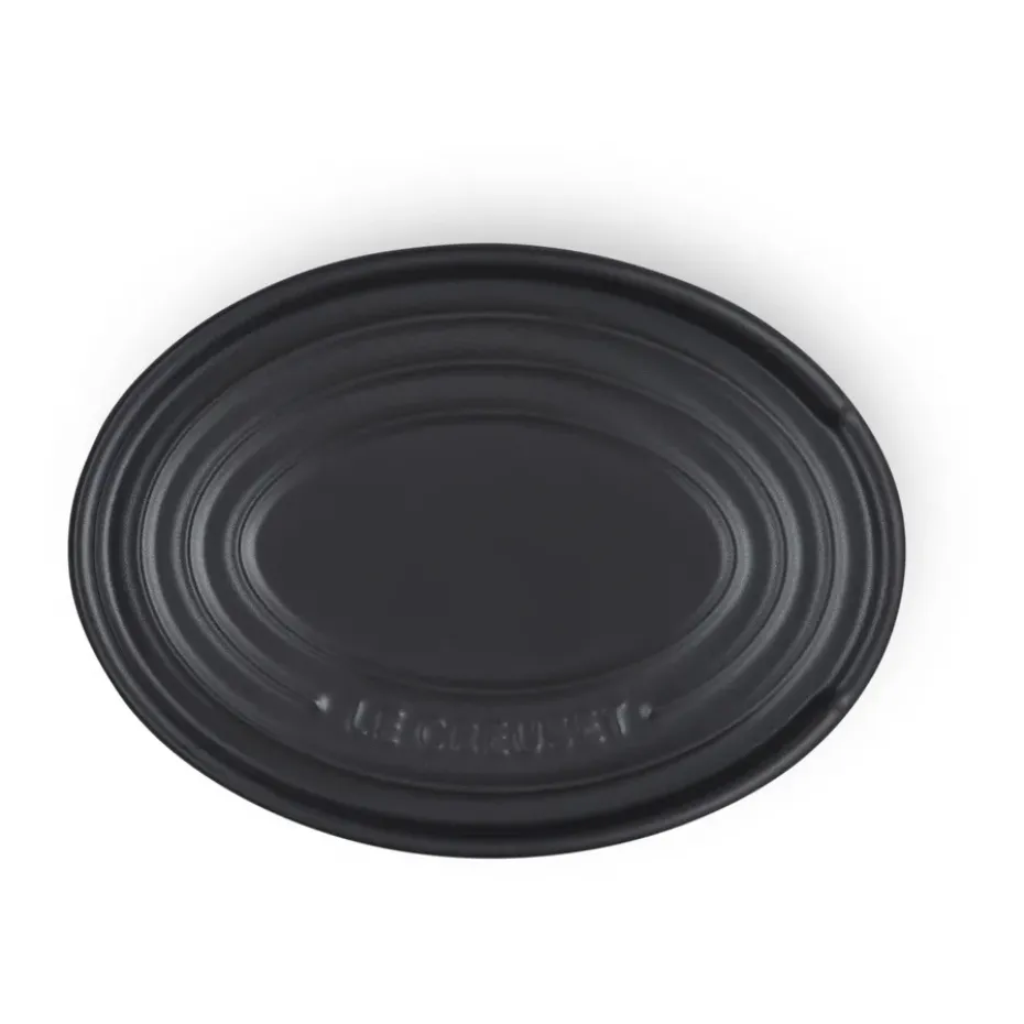 Oval holder for serving spoon, Matte black