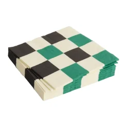 Pattern Lunch Check napkin 33x33 cm 20-pack, Off white-green-black M