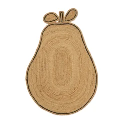 Pear braided jute mat, Natural