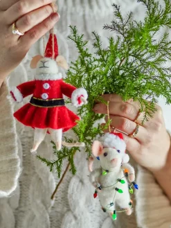 Peo Christmas ornament mouse 2 pieces, White-red