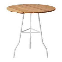 Pia table Ø70 cm, White lacquered steel frame-oiled oak