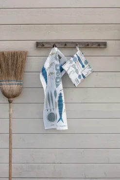 Picknick kitchen towel, Blue-beige