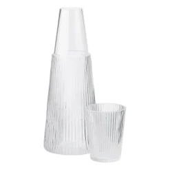 Pilastro carafe with drinking glass, Clear