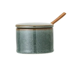Pixie jar with lid and spoon, green