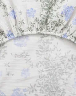 Plumbago Muslin fitted sheet, 70x140x20 cm