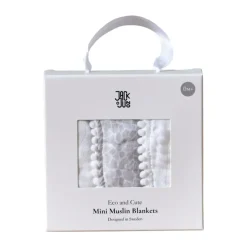Pom Pom muslin blanket 40x40 cm 3-pack, Pearl & Giraffe gray