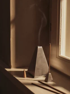 Pyra cone-shaped incense burner, Brushed aluminium