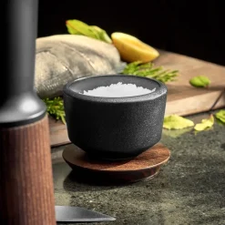 Rå salt cellar with lid 15 cl, Black