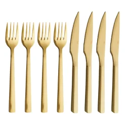 Raw grill cutlery 8 pieces, Gold