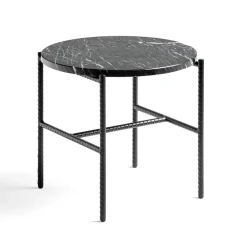 Rebar side table Ø45 cm, Black marble-black