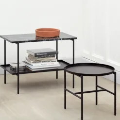 Rebar side table 75x44x55 cm, Black marble-black