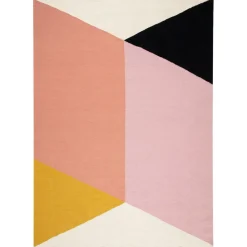 Rectangles blocks kelim rug pink, 200x300 cm
