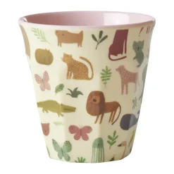 Rice children's cup melamine, Sweet Jungle Print-Soft Pink