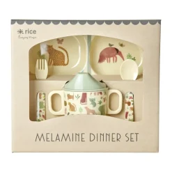 Rice children's dinnerware set 4 pieces, Sweet Jungle Print-Cream