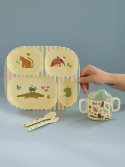 Rice children's dinnerware set 4 pieces, Sweet Jungle Print-Cream